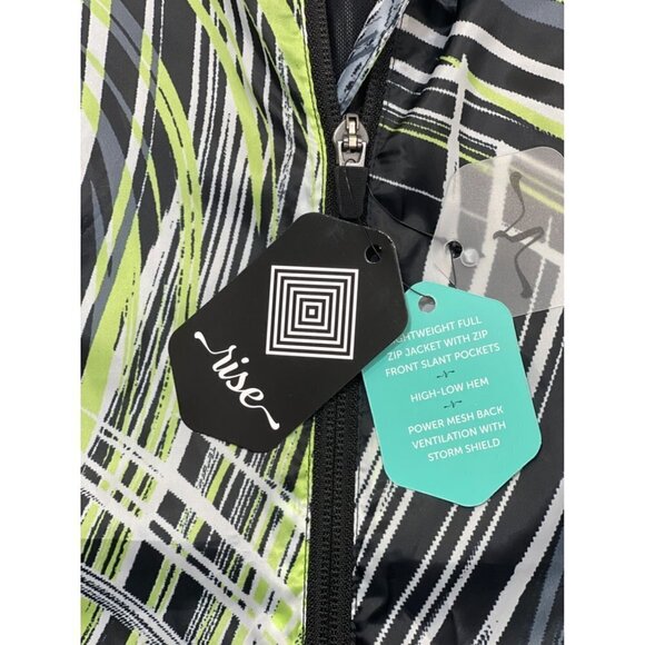 NWT Rise by LuLaRoe Determined Athletic Zip Jacket Small Black Green Hi-Low Vent - Picture 10 of 16